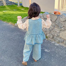 Children's Clothing Sets Girls Denim Vest + Long Sleeve Shirt + Wide Leg Pants Three-piece Suit Toddler Kids Boutique Clothes -