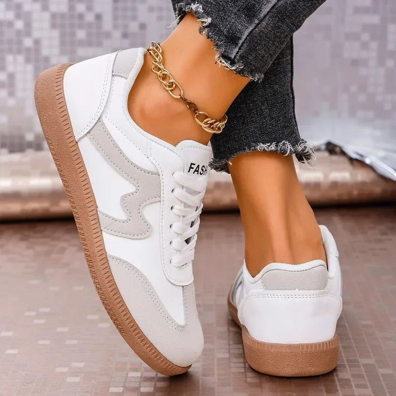 2025 Spring New Lace Up Women's Sports Shoes Plus Size Woman Sneakers Mixed Colors Female Fashion Versatile Flat Casual Sneaker -