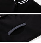 Make a statement with this preppy-style baseball jacket featuring a Jesus Saved My Life letter graphic. This unique design adds a touch of faith-inspired fashion to your look. -