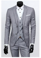 Spring Autumn New Fashion Men's Trendy Slim Business Solid Color 3 Pieces of Suits Sets Single Greasted Blazers Waistcoat Pants -