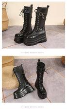 Plus Size 43 Autumn Women Boots Buckle Round Toe Wedges Platform Boots Punk Goth INS Women Street Shoes Combat Boots for Women -