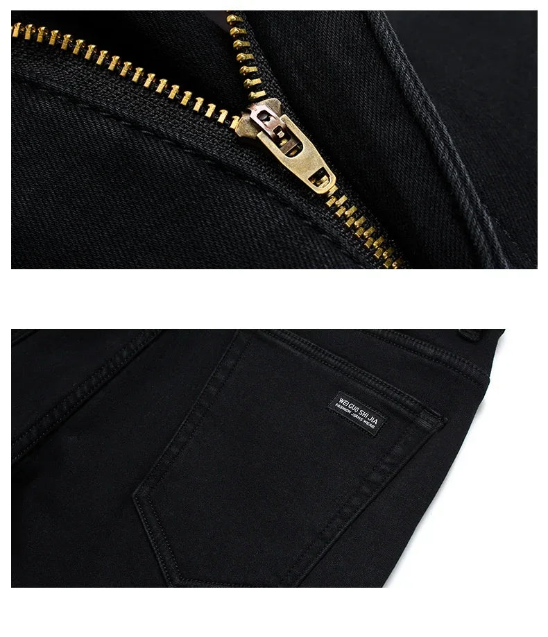 Classic Mens Jeans - Straight Fit Smart Casual Denim Pants -
