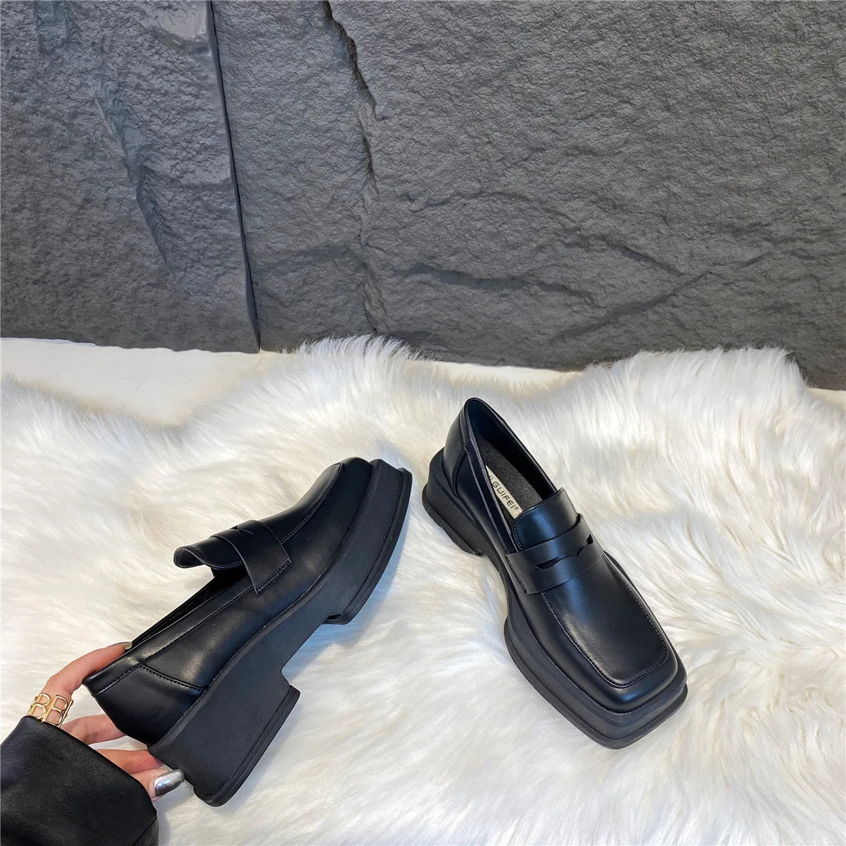 2025 New Women'S Shoes Low Heel Loafers Casual Ladies Slip on Square Toe Shoes Female Elegant Fashion Shoes Zapatillas Mujer -
