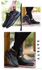 Braided safety shoes for men with steel toe protection, bump-proof, breathable, comfortable, lightweight, durable and safe. -