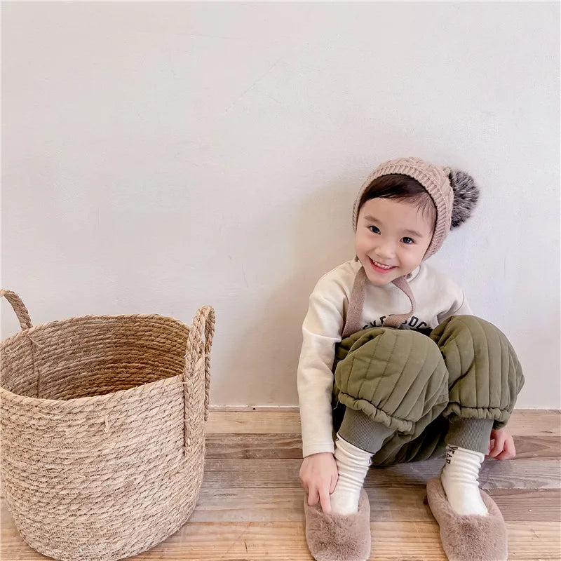 Children's Clothing From 2 To 7 Years Winter Kids Warm Cotton-Padded Trousers Baby Girls Thick Pants Toddler Boys Wear Clothes -