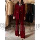 Women's Three Piece Suit Double Breasted Blazer Vest and Pants -