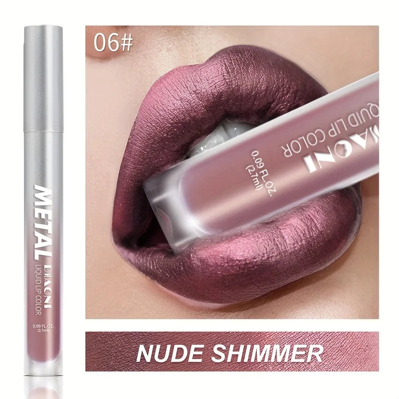 Glitter Metallic Liquid Lipstick Shimmer Easy To Color Non-stick Cup Lip Gloss Waterproof Shiny Lip Glaze Long Lasting Makeup -
