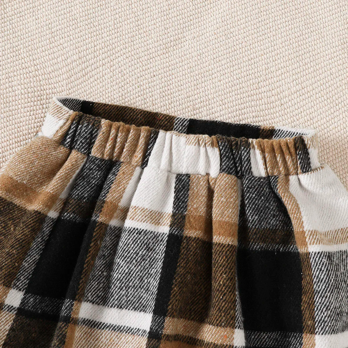 3Pcs Children Girl Set Splicing Fake Two piece Top+Checkered Skirt+Mini Bag Set Suitable Girls 4-7 Year Autumn College Style Set -