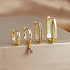 4PCS Gold Plated U-shape Hoop Earrings -