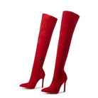 Eilyken Sexy Fashion Pointed Toe Over-The-Knee Boots Women Red Zipper High Heels Shoes Winter Striptease Motorcycle Long Botas -