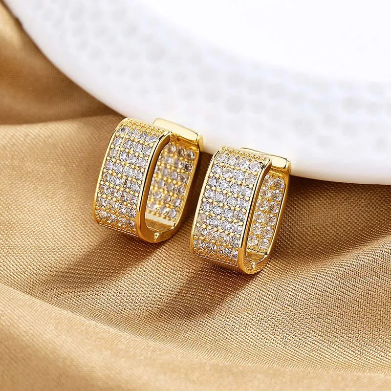 Stainless Steel Gold Silver Color Square Hoop Earrings -