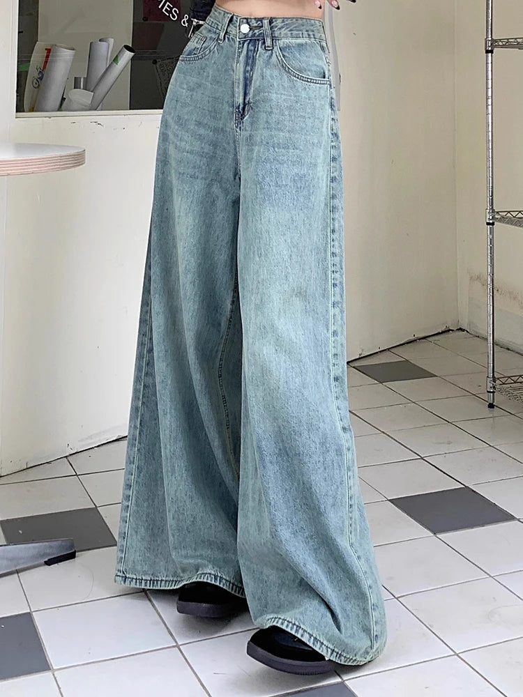 Elevate your style with these chic high-waist wide-leg jeans for women! -