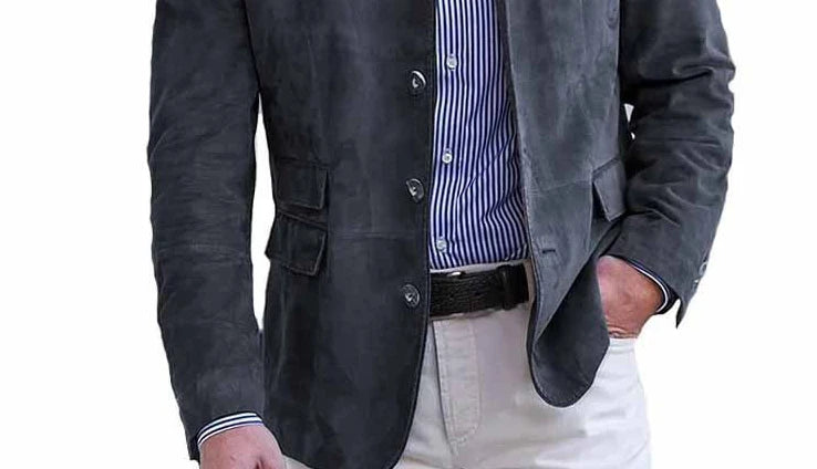 Upgrade your casual look with this single-breasted suede blazer for men—perfect for adding a touch of sophistication to your everyday style! -