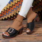 Soft Platform Chunky Heels Buckle Designer Shoes -