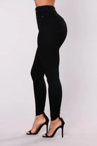 Women High Waist Stretch Hip Lift Denim Skinny Pants Jeans Full Length Sexy Slim Bleachded Solid Color Pants -