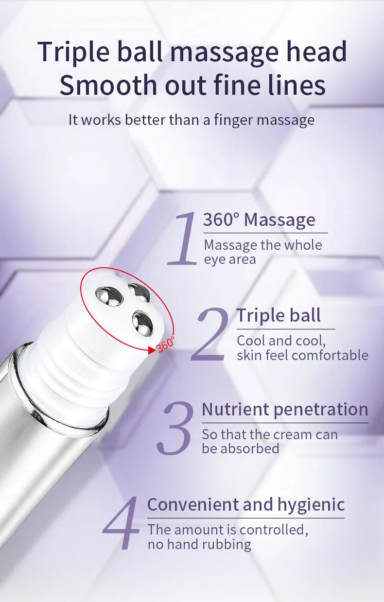 Revitalize your under-eye area with this anti-wrinkle and dark circle eye cream roller massager. The moisturizing formula and cooling roller can help reduce puffiness, and leave you with bright and refreshed eyes. -
