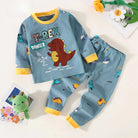 Toddler Boys Underwear Set Cotton Lettering And Bear Pattern Long Sleeve Top And Matching Pants Pajama Set -