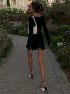 Women's Mini Dress Ruffled High Waist Elegant (Slim Fit) -