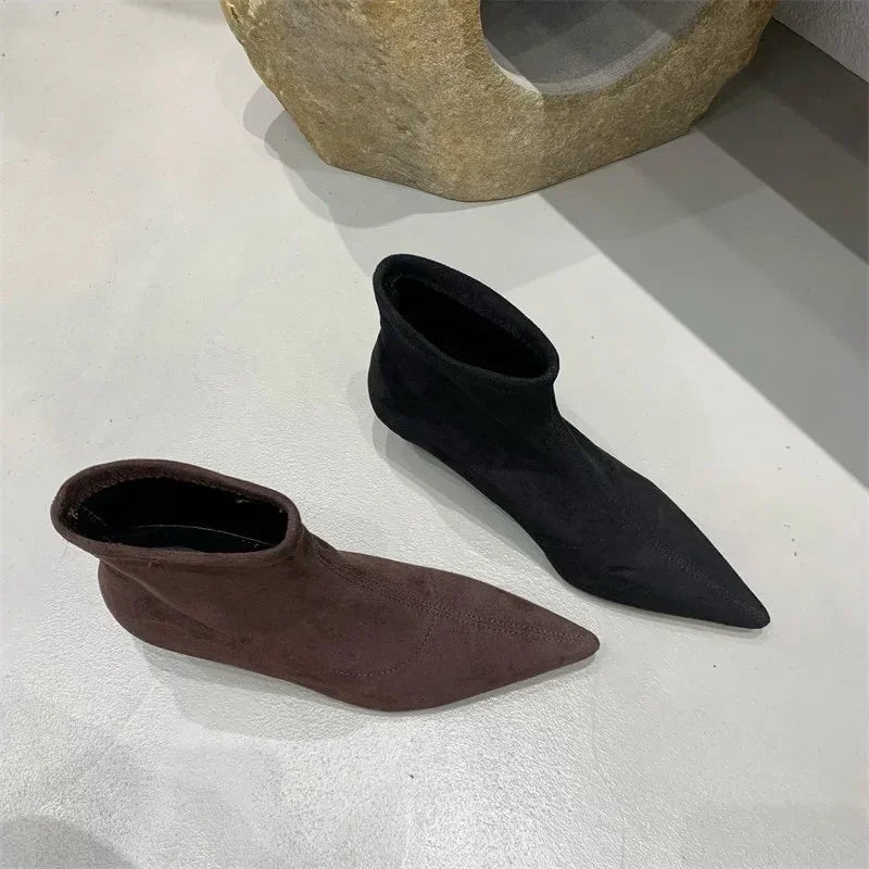 Shoes for Women 2025 High Quality Elegant Ankle Women's Boots Fashion Back Zipper Solid Office and Career Sexy Pointed Toe Boots -
