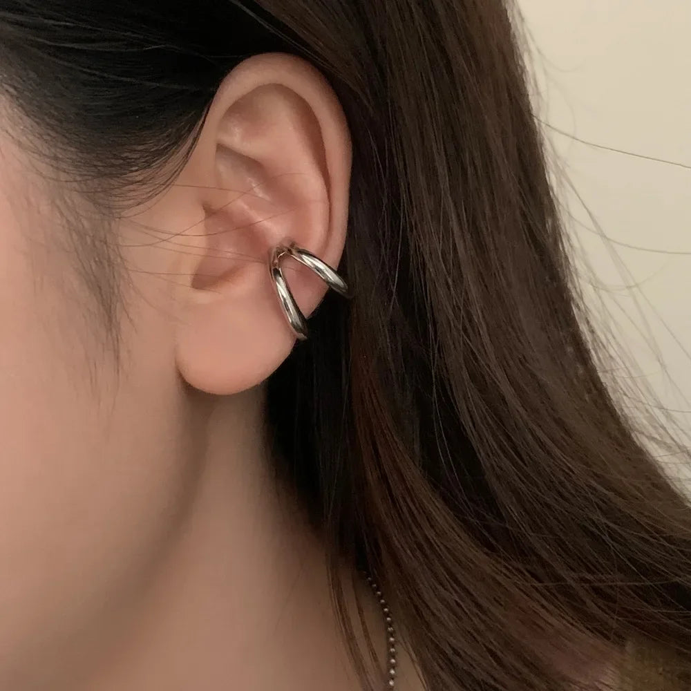 Sterling Silver Double Layered Earrings -
