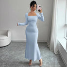 Elegant Long Sleeve Fish Tail Dress -