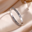 5/1pcs Sparkling Zirconia Inlaid Stainless Steel Bracelet Set -