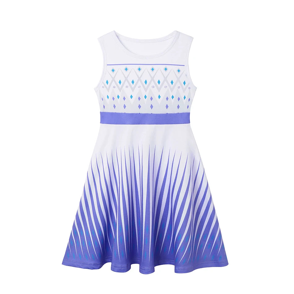Summer Casual Dress for Girls Mermaid Dress One-Shoulder Sling Short Sleeve Cosplay Princess Costume Casual Vest 2-10 Years -