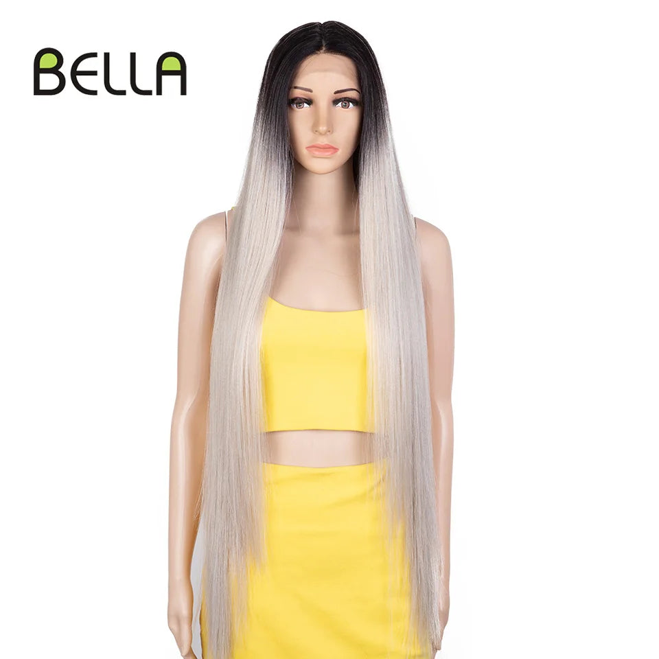 Make a bold statement with this super long 38 straight lace front wig—featuring a stunning Lolita pink and blonde blend, perfect for cosplay and standout style! -