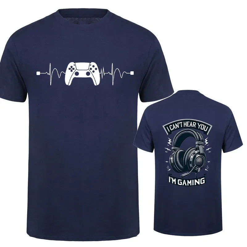 Level up your wardrobe with this unisex T-shirt featuring the funny slogan, Can't Hear You, I'm Gaming—perfect for gamers with a sense of humor! -