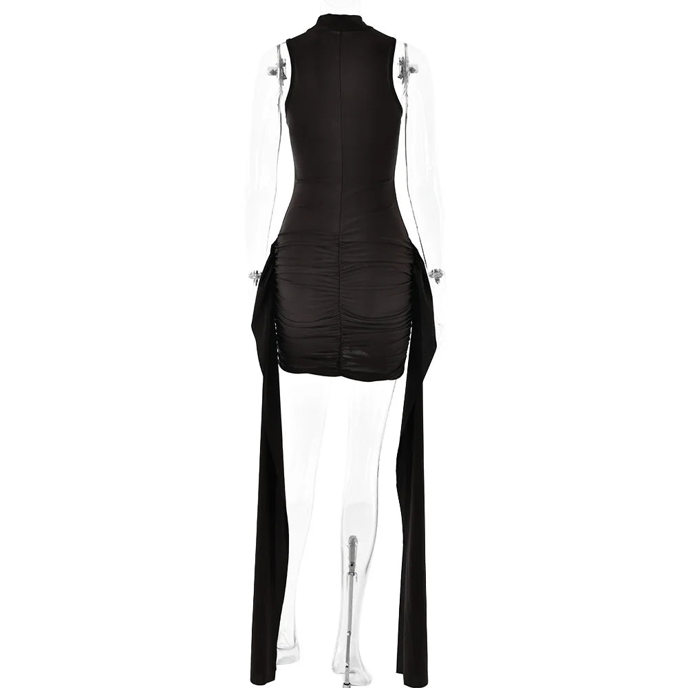 Turtleneck Sleeveless Sexy Mini Dress For Women -