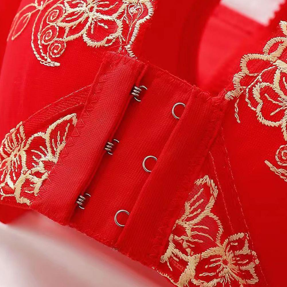 Adjustable Shoulder Strap Bra Supportive Lace Jacquard Trim Bras for Comfortable Lightweight Middle-aged Elderly Women -