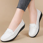 Shoes Women 2025 New Loafers Slip On Flats Leather Shoes Woman Comfortable Flat Shoes Women White Zapatos Mujer Women's Footwear -