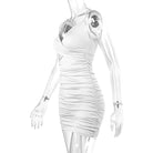 European and American summer backless sexy V-neck camisole dress women's pleated hip hugging dress -