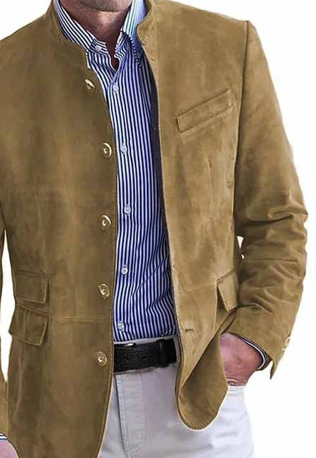 Upgrade your casual look with this single-breasted suede blazer for men—perfect for adding a touch of sophistication to your everyday style! -