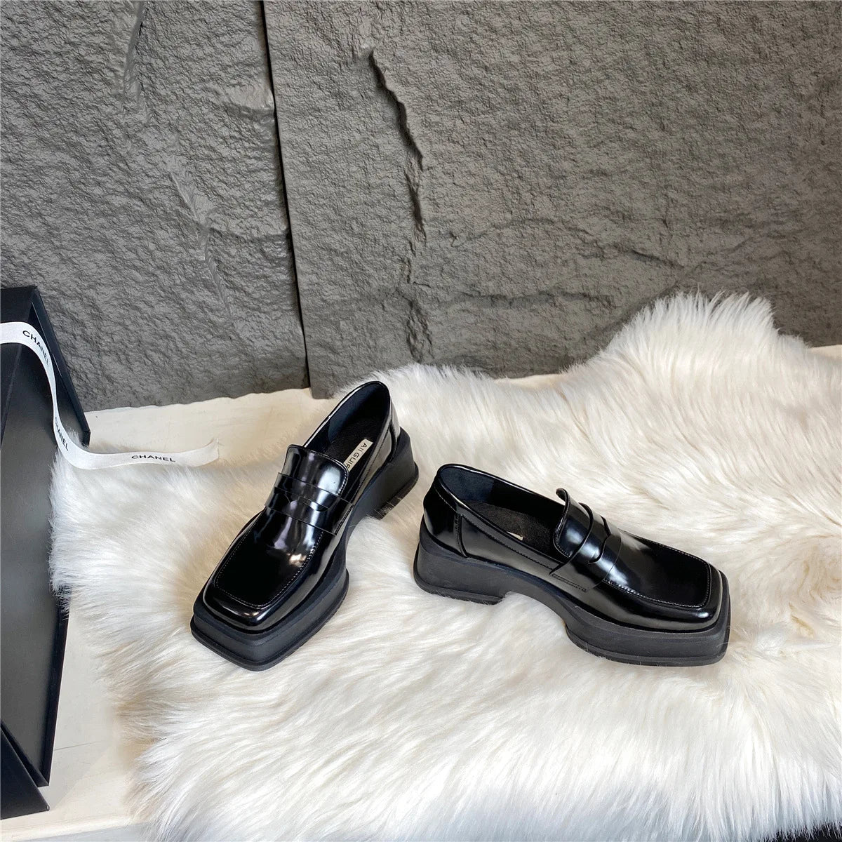2025 New Women'S Shoes Low Heel Loafers Casual Ladies Slip on Square Toe Shoes Female Elegant Fashion Shoes Zapatillas Mujer -