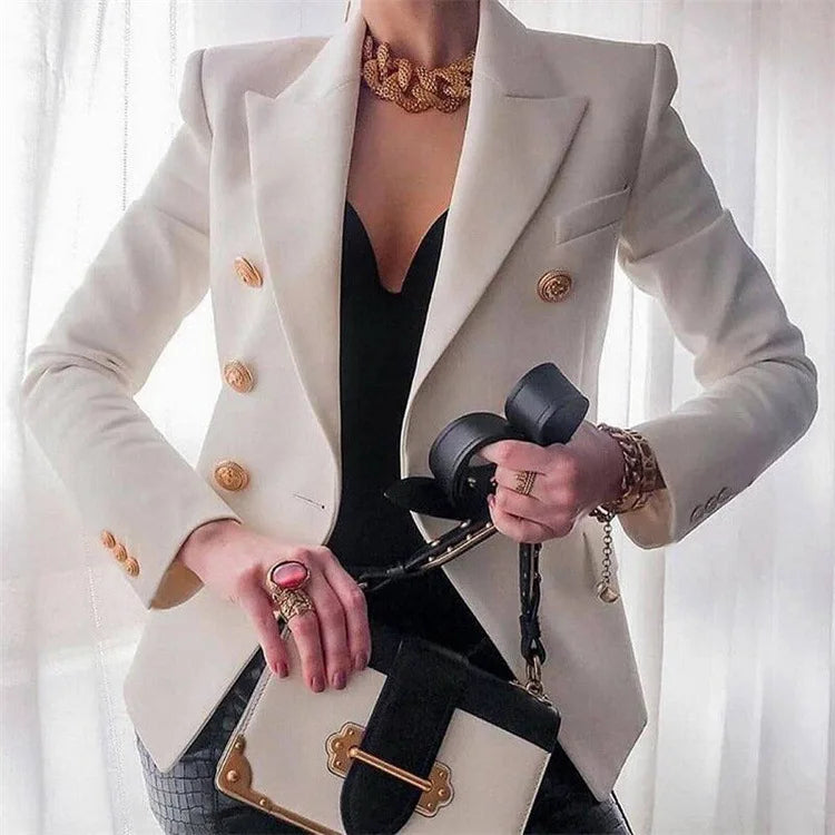 Stay chic and professional with this casual long sleeve blazer for women—fashionable coat perfect for office wear and stylish outerwear! -