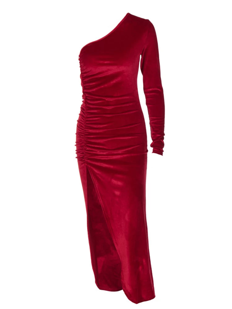Women Elegant Long Sleeve Midi Dress -