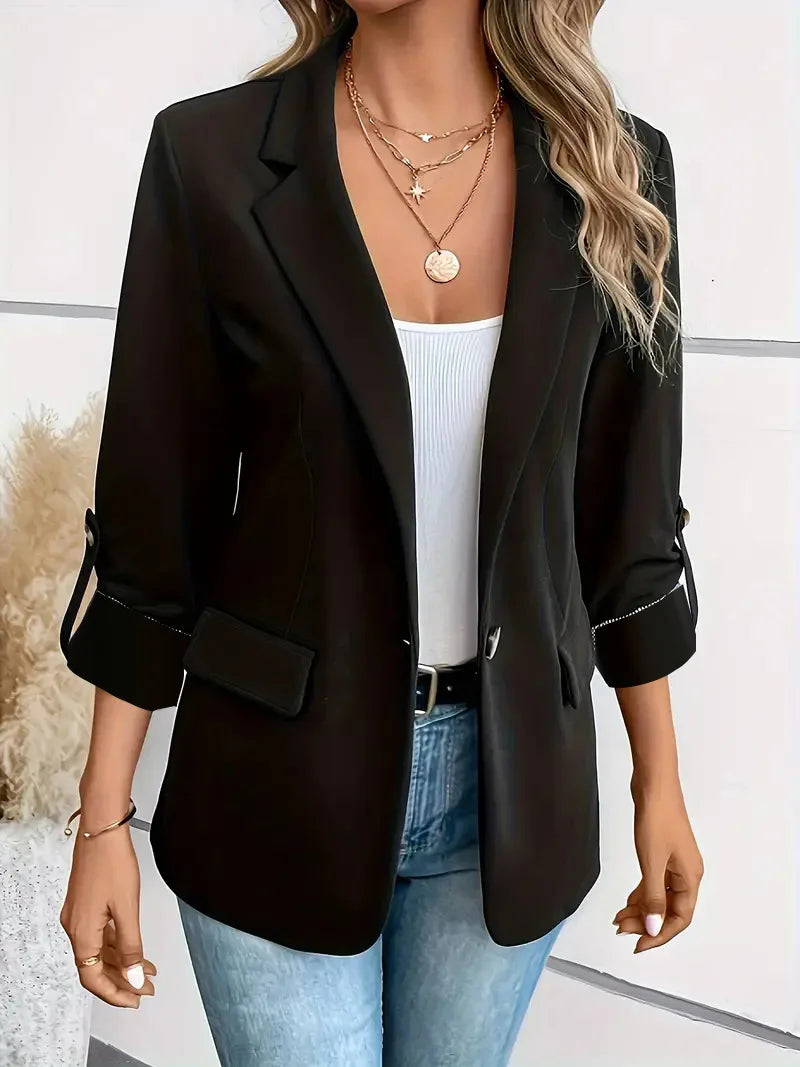 Step out in style with this sleek women's single-button blazer—classic elegance for any occasion! -