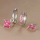 3PCS Trendy Stainless Steel Flower Drop Earring Set -