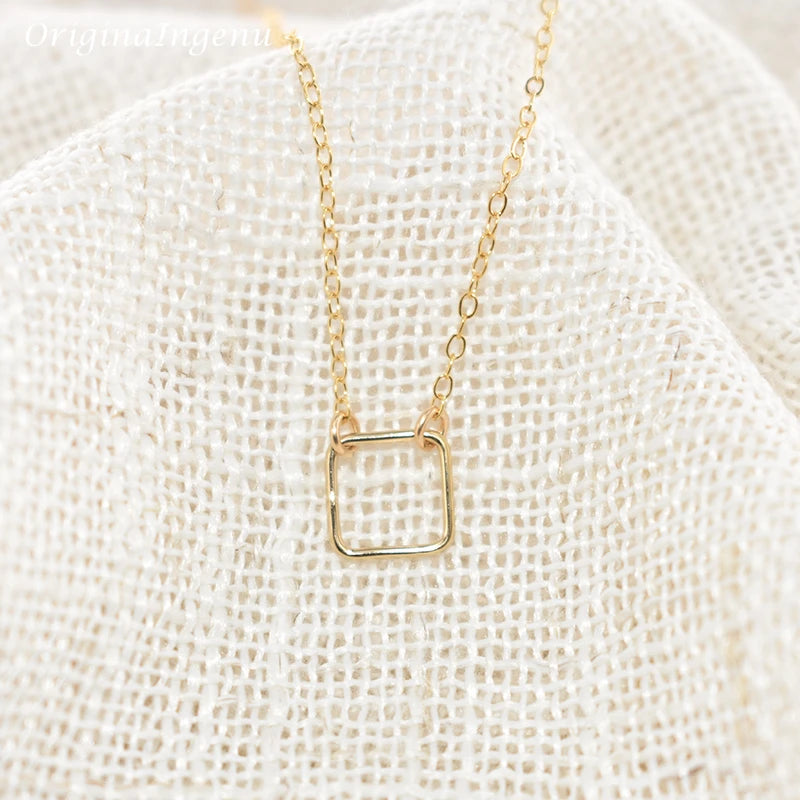 Square Necklace Handmade Jewelry Gold Choker -