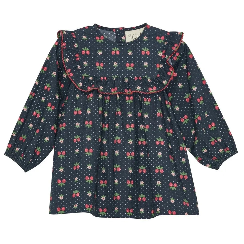 Kids Girls Clothes 25AW New Toddler Cute Bow Strawberry Printed Dresses Denim Vest Dress Jeans Children Clothing -