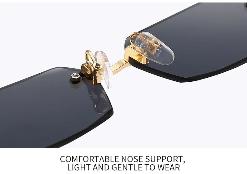 Rimless Sunglasses Rectangle Fashion Popular Women Men Shades Small Square Sun Glasses For Female Male Summer Traveling Oculos -