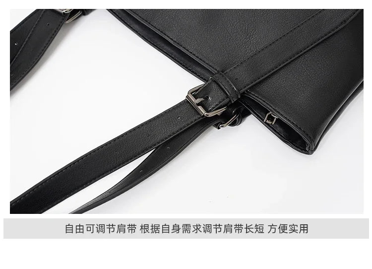 Soft Leather Tote Bag for Men Japanese Korea Style Business Casual Street Handbag Male Large Capacity Zipper Laptop Underam Bags -
