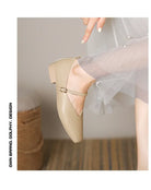 Woman Spring Casual Square Toe Low Soft Soled Shoes Lolita Ballerina Red Flats Female Elegant French Retro Buckle Mary Janes -