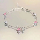 Shiny Pink Crystal Cherry Blossom Bracelets -