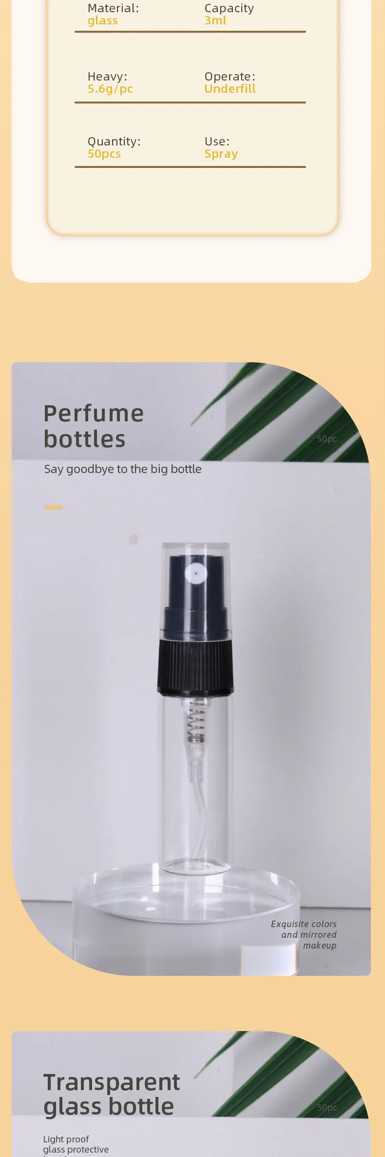 50/batch 3ml high quality clear glass perfume bottle ultra fine mist moisturizing spray bottle mini cologne perfume bottle -