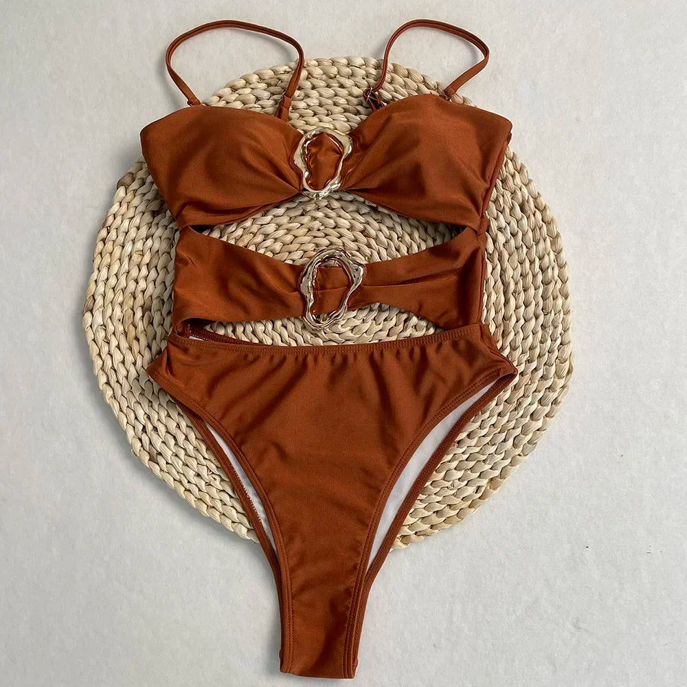 One-Piece Swimwear Summer Bathing Suit Women On Holiday New Swimsuit Bathing Suit Splice Color Beachwear Bikini -