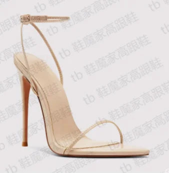Silver 12cm slim toe high-heeled shoes, 2025 new sexy one-piece buckle fashion sandals, single shoe33-46 -