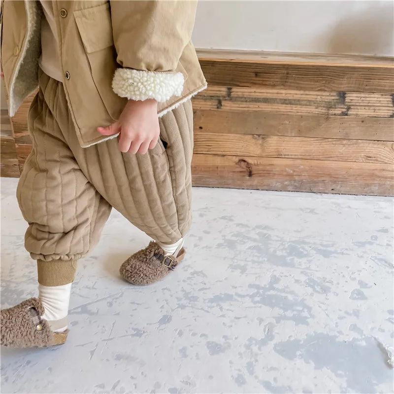 Children's Clothing From 2 To 7 Years Winter Kids Warm Cotton-Padded Trousers Baby Girls Thick Pants Toddler Boys Wear Clothes -