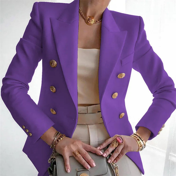 Stay chic and professional with this casual long sleeve blazer for women—fashionable coat perfect for office wear and stylish outerwear! -